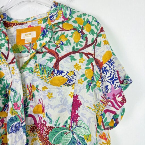 NWT Anthropologie Maeve Classic Surf Shirt Linen Blend Lemons Size Small S NEW - Picture 4 of 13